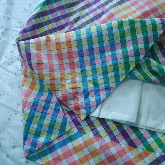 J. Crew Tie Neck Rainbow Gingham Cotton A-line Sleeveless Dress Size 2P - Picture 10 of 15